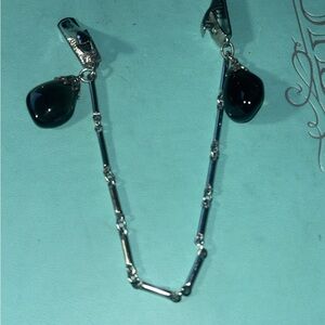 Black Obsidian and Silver Sweater Closure